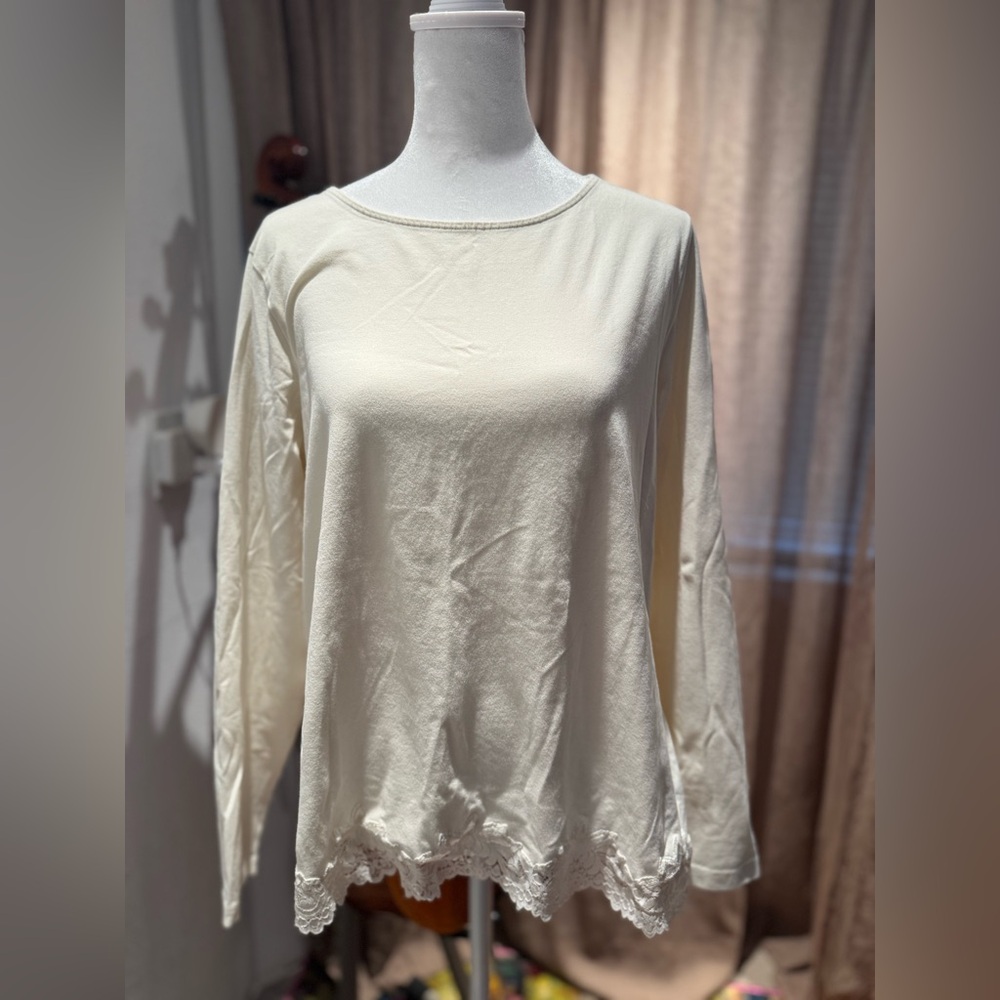Coldwater Creek Women's Ivory Long Sleeve Top